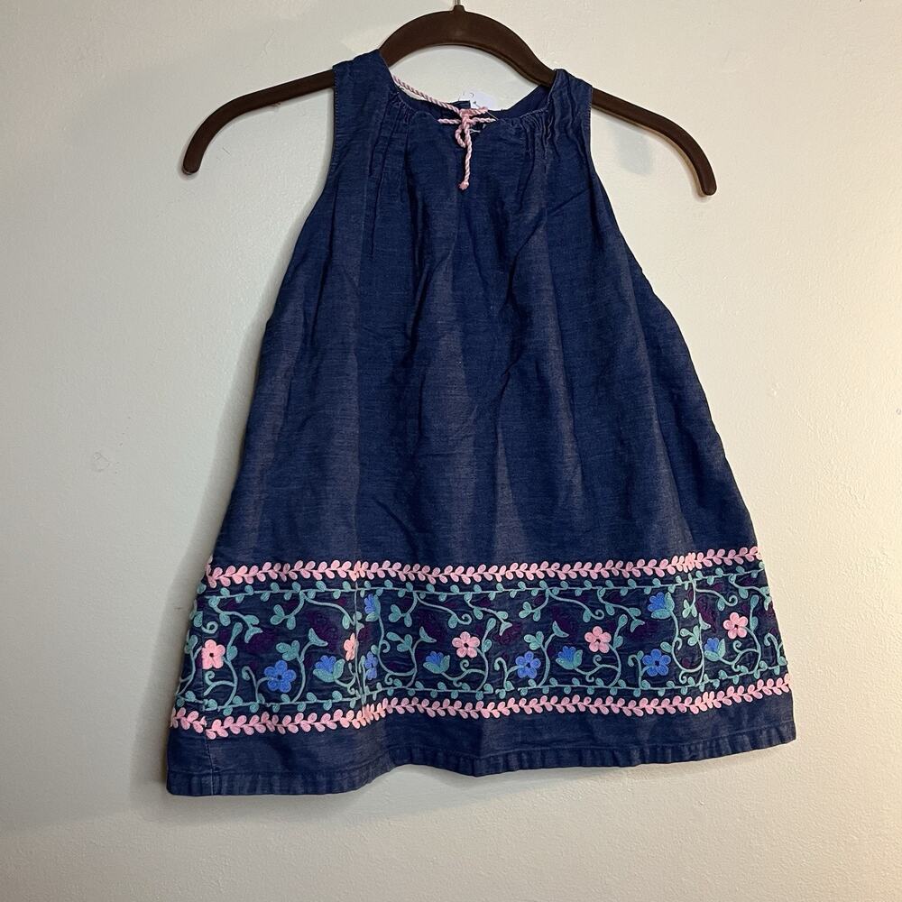 Artisan NY Girls Dress Size 4T Blue Jean With Embroidery At Hem